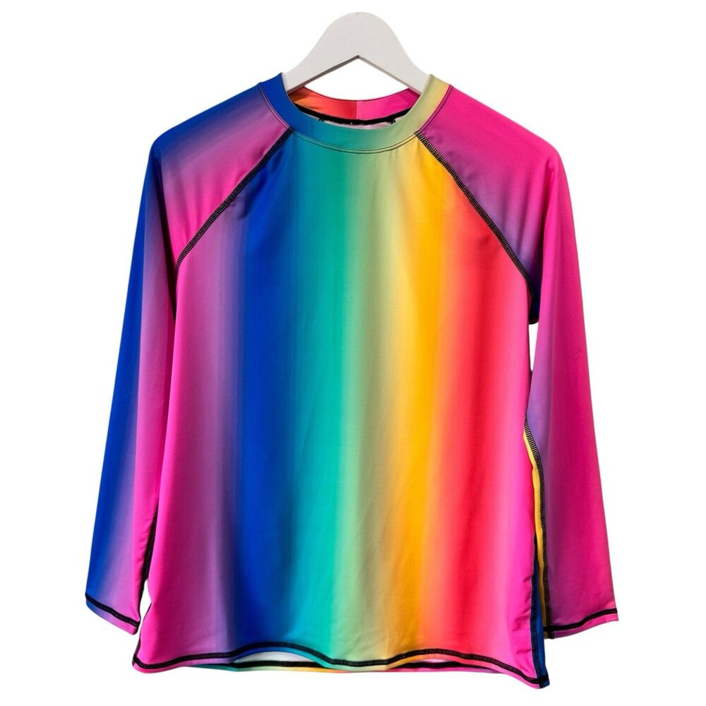 TOMBOY X Swim Long Sleeve Sun Guard Melting Rainbow Unisex Small UPF 50 SPF NEW